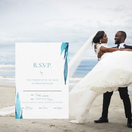 Turquoise Loofwerk Diners RSVP Kaartje