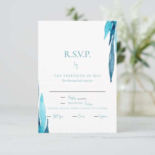 Turquoise Loofwerk Eet RSVP (Staand voorkant)