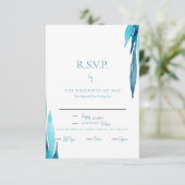Turquoise Loofwerk Eet RSVP Kaartje (Staand voorkant)