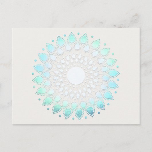 Turquoise Lotus Floral Mandala Briefkaart (Voorkant)