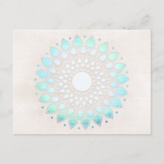 Turquoise Lotus Floral Mandala Briefkaart (Voorkant)