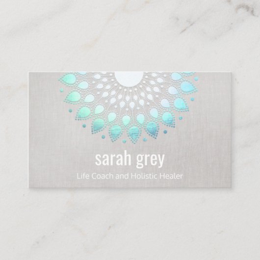 Turquoise Lotus Floral Mandala Healing Arts Visitekaartje (Voorkant)