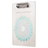 Turquoise Lotus Floral Mandala Scratched Marble Klembord (Links)