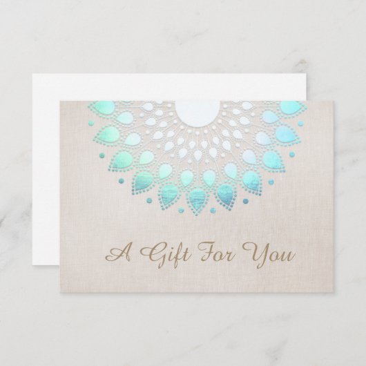 Turquoise Lotus Flower Cadeaubon (Voorkant / Achterkant)