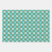 Turquoise Lotus Fractal Pattern Inpakpapier Vel (Voorkant 3)