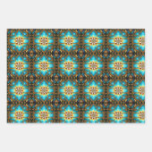 Turquoise Lotus Fractal Pattern Inpakpapier Vel (Voorkant)