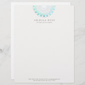 Turquoise Lotus Mandala Briefhoofd (Voorkant / Achterkant)