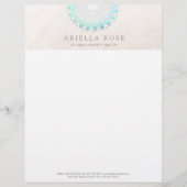 Turquoise Lotus Mandala Gepersonaliseerd Briefhoofd (Voorkant)