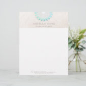 Turquoise Lotus Mandala Gepersonaliseerd Briefhoofd (Staand voorkant)