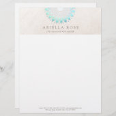 Turquoise Lotus Mandala Gepersonaliseerd Briefhoofd (Voorkant / Achterkant)