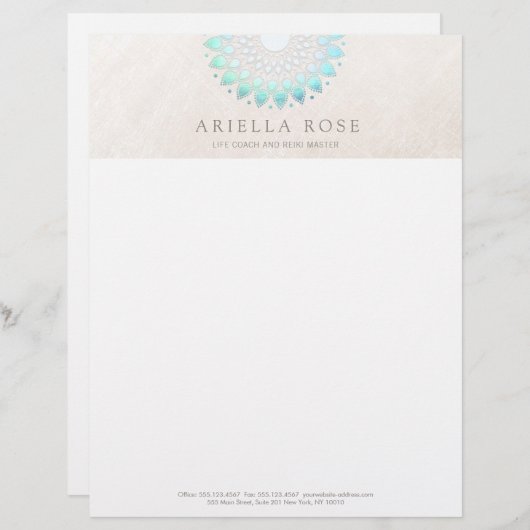 Turquoise Lotus Mandala Gepersonaliseerd Briefhoofd (Voorkant / Achterkant)