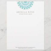 Turquoise Lotus Mandala Gepersonaliseerd Briefhoofd (Voorkant)