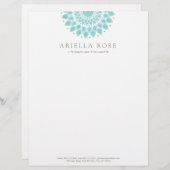 Turquoise Lotus Mandala Gepersonaliseerd Briefhoofd (Voorkant / Achterkant)