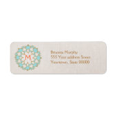 Turquoise Lotus Monogrammed Return Address Labels (Voorkant)