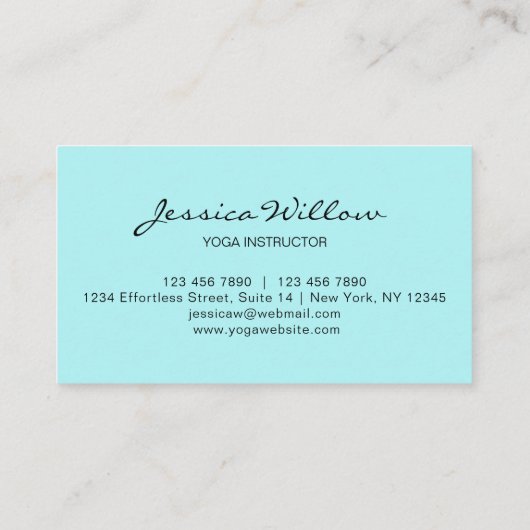 Turquoise Lotus Yoga Instructor Visitekaartje (Achterkant)