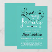Turquoise Love maakt een gezinadoptieschower Kaart (Voorkant / Achterkant)