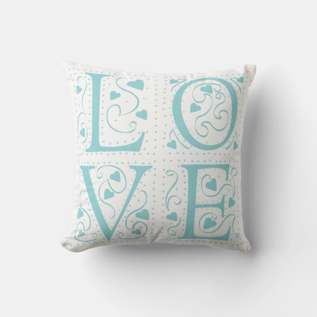 Turquoise Love Pillow Kussen (Voorkant)