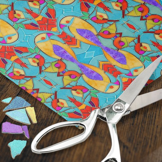 Turquoise Lovebird Mosaic - Romantic for Couple Tissuepapier