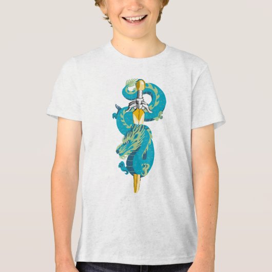 Turquoise Lucht Draak Embleem Tri-Blend Shirt (Voorkant)