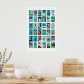 Turquoise Luciferdoosje Label Collage, Vintage Poster (Keuken)