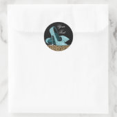 Turquoise Luipaard Hoge Hak Schoenen Stickers (Tas)