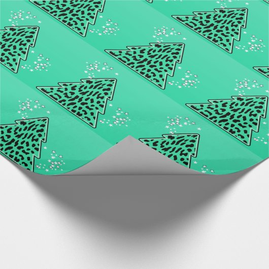 Turquoise Luipaard Jachtluipaard Kerstboom Cadeaupapier (Hoek)
