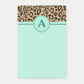 Turquoise Luipaard Monogram Post It Notities Post-it® Notes (Voorkant)