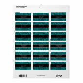 Turquoise luipaard patroon bruiloft gunsten etiket (Full Sheet)