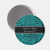 Turquoise luipaard patroon bruiloft gunsten magneet (Voorkant / Achterkant)
