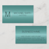 Turquoise Luxury Stainless Steel Metal Monogram #2 Visitekaartje (Voorkant / Achterkant)