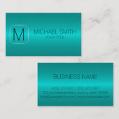 Turquoise Luxury Stainless Steel Metal Monogram Visitekaartje (Voorkant / Achterkant)