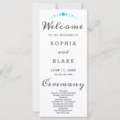 Turquoise maan fasen wit bruiloft programma (Voorkant)