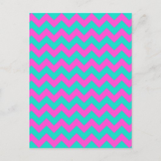 Turquoise Magenta Chevron Briefkaart (Voorkant)