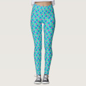 Turquoise, Magenta en Aqua Islamic Mosaic Pattern Leggings (Voorkant)
