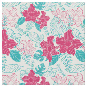 Turquoise & Magenta Floral Pattern Stof