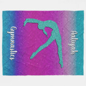 Turquoise Magenta Ombre Gymnastiek Meisje Fleece Deken (Voorkant (Horizontaal))