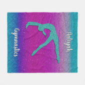 Turquoise Magenta Ombre Gymnastiek Meisje Fleece Deken (Voorkant (Horizontaal))