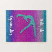 Turquoise Magenta Ombre Gymnastiek Meisje Legpuzzel (Horizontaal)