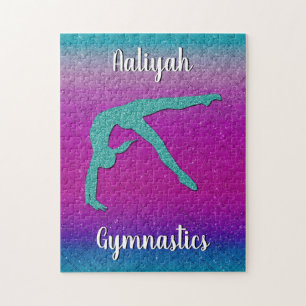 Turquoise Magenta Ombre Gymnastiek Meisje Legpuzzel