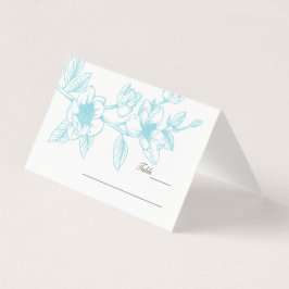Turquoise Magnolia Bloemen Bruiloft Visitekaartje