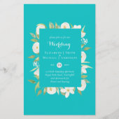 Turquoise Magnolia Floral Budget Wedding Invite A9 (Voorkant)