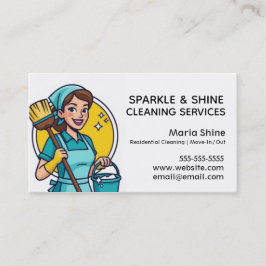 Turquoise Maid House Cleaning Lady Service Visitekaartje