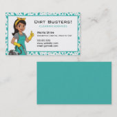 Turquoise Maid House Schoonmaak Lady Service Visitekaartje (Voorkant / Achterkant)