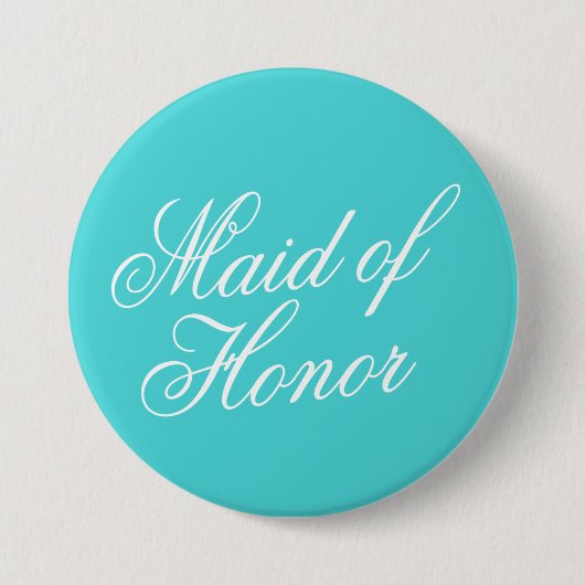 Turquoise Maid of Honor Button Pin (Voorkant)
