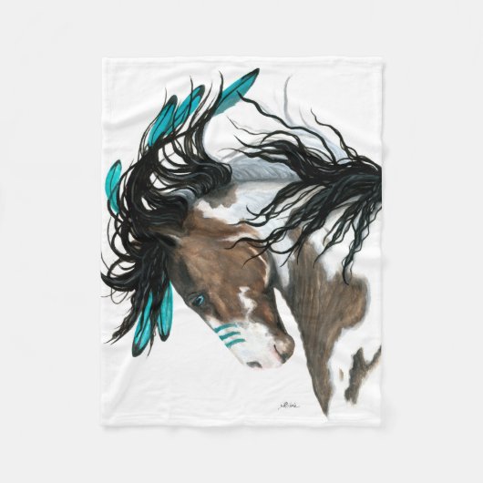 Turquoise Majestic Pinto Horse door Bihrle Fleece Deken (Voorkant)