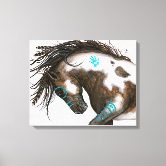 Turquoise Majestueus Paard BiHrLe ArT Canvas Afdruk (Voorkant)