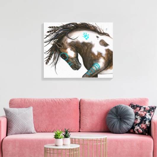 Turquoise Majestueus Paard BiHrLe ArT Canvas Afdruk (Insitu (Woonkamer))