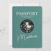 Turquoise Malediven Passport Wedding Kaart (Achterkant)