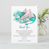 Turquoise Mama en Slapen Baby Dragon Dank je Bedankkaart (Staand voorkant)