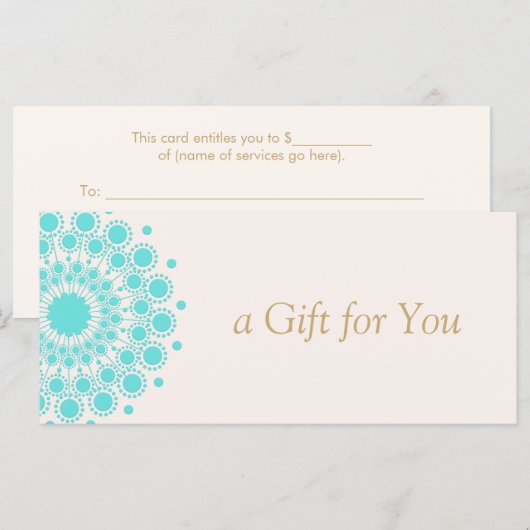 Turquoise Mandala Beauty Spa Gift Certificate (Voorkant / Achterkant)